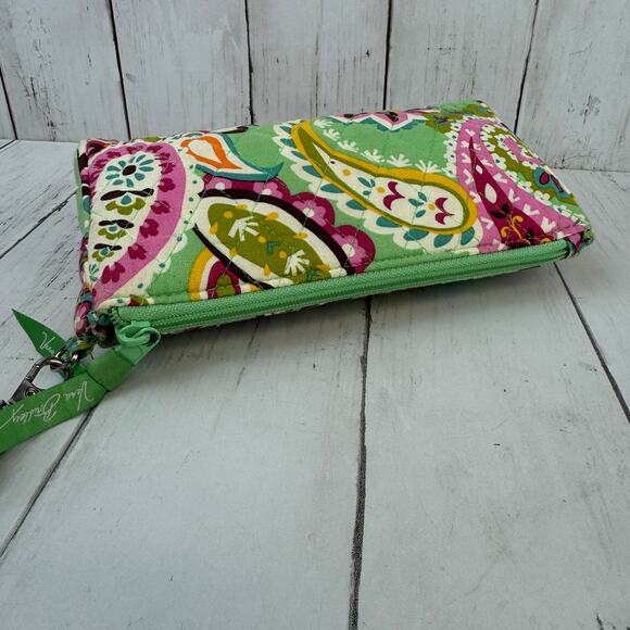 Vera Bradley Green/Pink Quilted Tutti Frutti Pushlock Wristlet Wallet - Picture 6 of 13